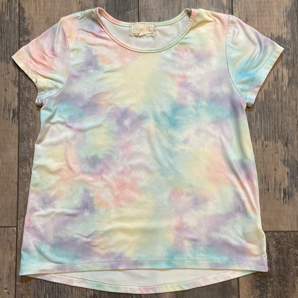 Between Girl’s Pastel Rainbow Tie Dye T-Shirt Top Shortsleeved Shirt Size 10/12